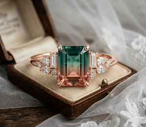 Joyería de Lujo Brillante, Cristal de Moissanita Verde CZ, Diamante, Acero Inoxidable para Mujer, Chapado en Oro de 18K, Gema Curva Geométrica - Product Image 3