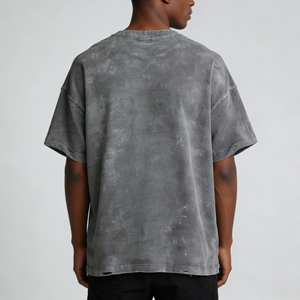 T-shirt Homme Oversize Rétro 100% Coton 220g Uni avec Logo Imprimé DTG, Effet Délavé Acide, Style Vintage Personnalisé OEM - Product Image 4