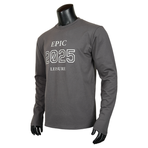เสื้อยืดแขนยาวผ้าคอตตอนเทอร์รี่ผสมสแปนเด็กซ์ 240GSM แบบกำหนดเองสำหรับผู้ชาย พิมพ์ลาย 3 มิติ คอกลม สตรีทแวร์ ผู้ผลิต OEM - Product Image 3
