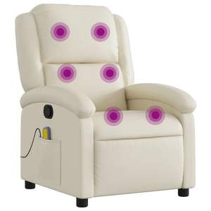 Fauteuil de massage inclinable en similicuir crème avec structure en contreplaqué standard - Product Image 2