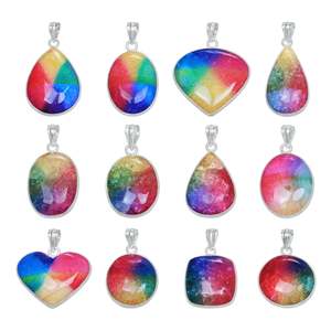 พลอยควอตซ์สีรุ้ง เงินแท้ รูปทรงหลากหลาย คุณภาพสูง หินหลากสี เครื่องประดับสวยงาม ทันสมัย ของขวัญคริสเตียน ขายส่ง - Product Image 1