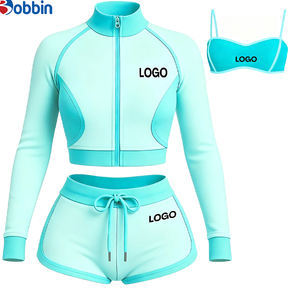 Ensemble 3 pièces tendance pour femme : survêtement streetwear personnalisé avec veste et short contrastants – Collection été très prisée - Product Image 6