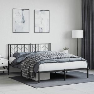 Cadre de lit king-size en acier noir thermolaqué, lit rectangulaire en métal - Product Image 1