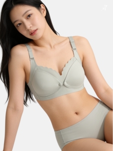 Bmama Green Seamless Nursing <b>Bra</b> Wireless Front Button Antibacterial Mulberry Silk Breastfeeding <b>Bra</b> A B Cup BR531 - Product Image 1