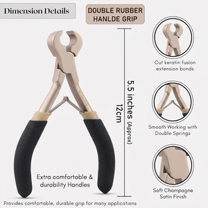 Cortador de Extensiones de Cabello de Acero Inoxidable, Herramienta de Fusión de Queratina, Alicates Ergonómicos con Empuñadura de Goma para Remover y Reparar Extensiones - Product Image 3