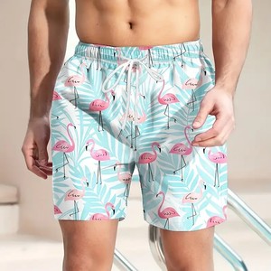 <b>Men</b>’s Sublimation Flamingo Print Swim Shorts Quick Dry Beach <b>Trunks</b> with Drawstring Summer Holiday Swimwear for Pool or Surf - Product Image 1