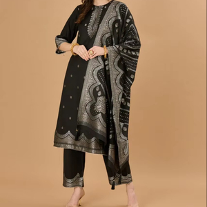 Tissu de Robe Non Cousu en Viscose Tissée Safaa Premium – Élégant Ensemble 3 Pièces Jacquard avec Broderie Zari Argentée pour la Vente en Gros - Product Image 2