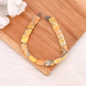 Natural Bumble <b>Bee</b> Jasper Smooth Silver Plated Gemstone Beaded Bracelet Handmade for Unisex <b>Gift</b> - Product Image 2