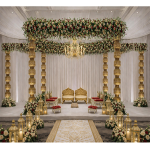 Mandap de Cristal con Acabado Real para Bodas del Sur de la India, Pilares Kalasham, Decoración de Mandap para Bodas Asiáticas en EE. UU. con Aspecto Brillante, Mandap Pushpa en EE. UU. - Product Image 1