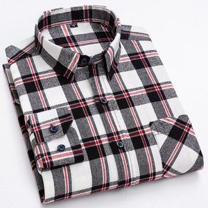 Chemise en flanelle à carreaux pour homme, manches longues, boutonnée, en coton doux, style décontracté, streetwear, surchemise - Product Image 5