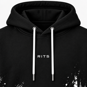 Sweat à capuche RITS pour homme, noir et blanc, imprimé goutte à goutte, streetwear, coton French Terry, avec poches, collection automne 2026 - Product Image 3