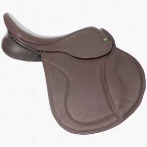 Silla de Doma Inglesa de Cuero Marrón con Armazón de Madera Tamaño Completo - Product Image 1