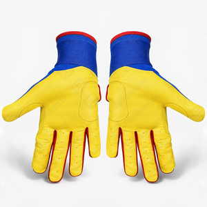 ถุงมือตีเบสบอล/ซอฟต์บอลสำหรับผู้ใหญ่และเยาวชน แบบยาว  ผสมสีน้ำเงิน แดง เหลือง  ทำจากหนัง - Product Image 3