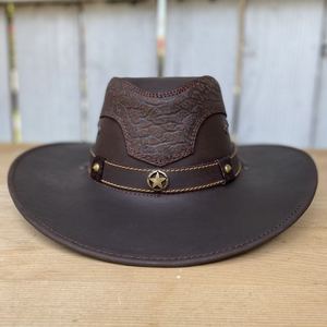 Leather Adjustable Cowboy <b>Hat</b> Wide Brim Vintage <b>Western</b> Men Women Outdoor Fishing Travel Spring Autumn Casual Adult - Product Image 3