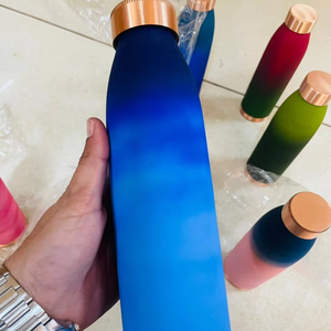 Blue Matte <b>Copper</b> Water <b>Bottle</b> Pure <b>Copper</b> <b>Drinking</b> <b>Bottle</b> Leak Proof Reusable Ayurvedic Water <b>Bottle</b> Travel <b>Bottle</b> - Product Image 2