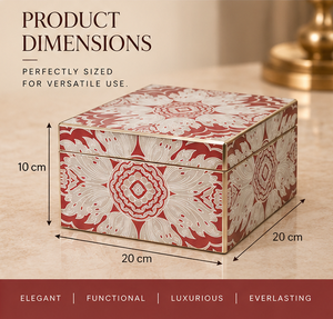 Boîte de rangement pour bijoux en verre à motifs ivoire rubis avec design floral orné, finition brillante, doublure douce, organisateur décoratif pour souvenirs - Product Image 3