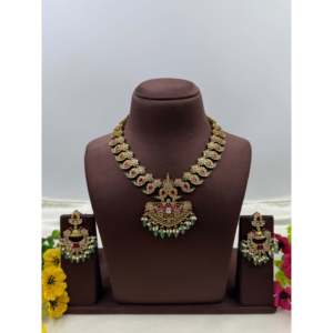 <b>Indian</b> Ethnic Komal Victorian Premium Gold Plated Bridal <b>Necklace</b> <b>Set</b> - Product Image 1