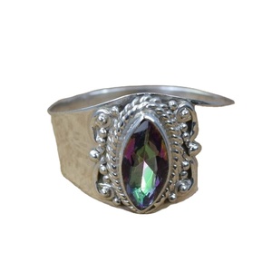 Topaze bleue ovale sertie en clos, plaqué or rose, argent 925, vintage, cadeau de fiançailles, pierre de naissance de novembre, pour elle - Product Image 4