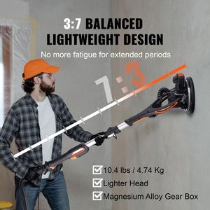 Levigatrice per Pareti 900W con 12 Tamponi Abrasivi, Velocità Regolabile 800-1800 RPM, 3 Tubi di Aspirazione, Design Pieghevole per Pulizia Pareti - Product Image 5