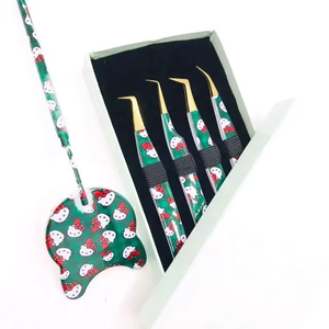 Juego de Pinzas para Pestañas Premium Hello Kitty con Diseño Verde, Punta Dentada, Acero Inoxidable de Precisión, Herramientas de Extensión de Pestañas de Alta Calidad - Product Image 2
