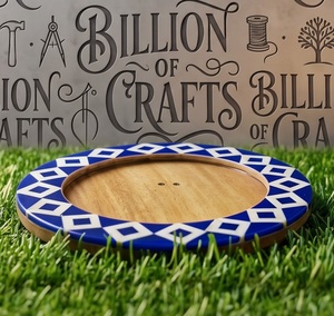 Handmade Bone Inlay Resin <b>Photo</b> <b>Frame</b> Round Blue <b>White</b> Geometric Design Wall Mount Luxury Home Decor - Product Image 3