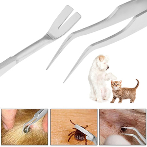 Pinzas para Quitar Garrapatas de Mascotas, 5.5 Pulgadas, Acero Inoxidable, 2 en 1, Herramientas para Quitar Garrapatas de Animales, OEM, Juego de Pinzas para Quitar Garrapatas - Product Image 3