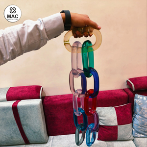 Eslabones de cadena de resina personalizables, de gran tamaño y colores claros, eslabones grandes de resina multicolor disponibles por Glowin Fashion. - Product Image 1