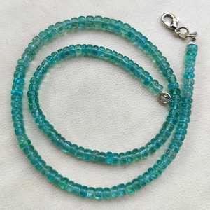 Apatita Verde Natural, Cuentas Lisas en Forma de Rondelle, Hilo de Cuentas para Joyería, Gemas Zubeda Rajasthan, 5 MM de Diámetro del Orificio, Excelente, Raro - Product Image 4