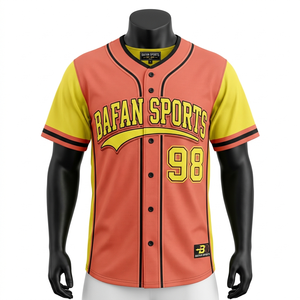 T-shirt 100% coton pour homme, coupe ample, imprimé, style baseball, 190 GSM, polyester respirant, logo orange jaune - Product Image 1