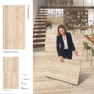 Venta al por Mayor de Losas de Porcelana Vistaar Trevertino Gold de 800x1600 mm, Brillantes, Pulimentadas y Esmaltadas para Baño y Uso en Exteriores - Product Image 1