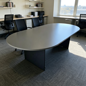 Oval Convertible Knocked-down Conference <b>Table</b> MFC Top Metal <b>Legs</b> Minimalist Design Commercial Office Furniture 8 Seater Stable - Product Image 3