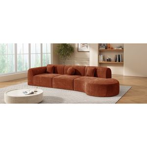 Divano Sezionale Curvo Moderno da 140 Pollici, Set 3 Pezzi con Spugna ad Alta Densità Completamente Compressa, Chaise Longue Assemblata ad Alto Comfort - Product Image 4