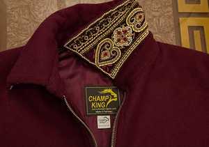 เสื้อแจ็คเก็ตผ้าวูลสำหรับผู้ชาย CHAMP KING พร้อมงานปักและตกแต่ง คอปกพับได้ ปิดด้วยซิป - Product Image 5