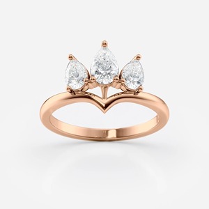 14k Gold Pear Cut Diamond Tiara <b>Ring</b> - Art Deco Crown <b>Stacking</b> <b>Ring</b> - Product Image 6