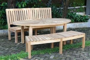 Table à manger ovale moderne 240 cm en teck massif non pliable avec plateau tournant finition soigneusement poncée modèle TAB21 pour usage extérieur - Product Image 6