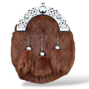 HOT SELL Scottish Brown Fur Sporran 3 Tassels Highland Outfit Sporran With <b>Chain</b> <b>Belt</b> Traditional Accessory - Product Image 1