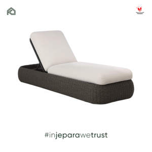 Chaise longue de luxe Nirmala en rotin PE, lit de repos réglable avec coussin pour villa, complexe hôtelier, piscine, Jepara - Product Image 4