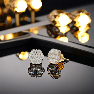 Pendientes de Plata de Ley 925 con Baño de Oro, Diseño de Flor y Estambres, Joyería Botánica Delicada con Moissanita, Regalo de Aniversario para Mujer - Product Image 5