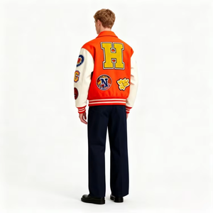 Vintage School <b>Baseball</b> Letterman Varsity <b>Jacket</b> Chenille Applique Embroidered Patchwork Winter 100% Wool - Product Image 4