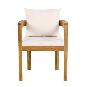 Silla de Comedor Moderna de Madera de Teca para Exteriores, Patio, Jardín, Restaurante, Cafetería, con Asiento Acolchado - Product Image 2