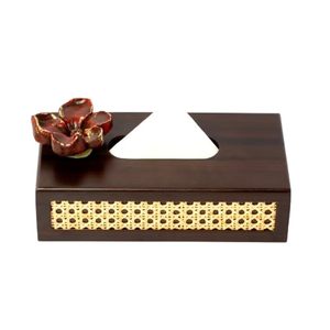 Boîte à mouchoirs en bois contemporaine, porte-mouchoirs décoratif avec accent floral pour la maison, l'hôtel, le restaurant - Product Image 2