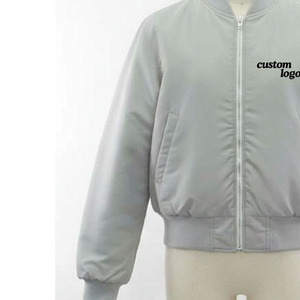 Chaqueta Bomber para Hombre Personalizada al por Mayor, OEM/Personalización, Alta Calidad, Color Gris Claro, Estilo Urbano, Cortavientos, Personalizable por Delante - Product Image 5