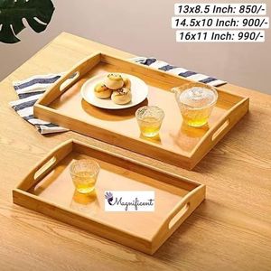 ถาดเสิร์ฟไม้ทรงสี่เหลี่ยม H CRAFT HAC-390 ทำด้วยมือ พร้อมหูจับ โครงสร้างไม้เนื้อแข็ง ดีไซน์ทันสมัยสไตล์เรสติก สีธรรมชาติ/ไม้กระถิน - Product Image 2