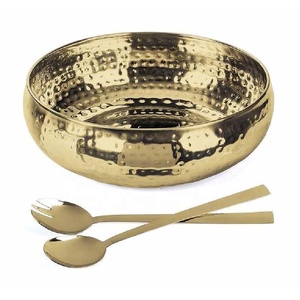 Hot Selling Minimalist Style Gold Hammered <b>Salad</b> <b>Serving</b> <b>Bowl</b> Aluminium Mixing <b>Bowls</b> for Housewarmings Dinner Parties - Product Image 1