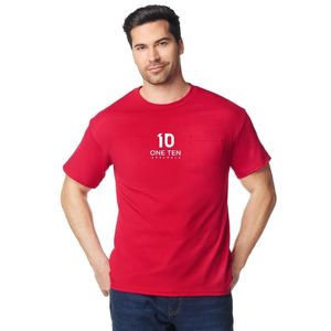 เสื้อยืดผู้ชายสีแดงสำหรับผู้ใหญ่ มีกระเป๋าเสื้อ ผ้าฝ้ายพรีเมียม คอกลม แขนสั้น สไตล์ลำลอง พร้อมกระเป๋าหน้าอก รับสกรีนโลโก้ ขายส่ง - Product Image 2