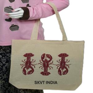 Sac fourre-tout réutilisable SKVT INDIA 100 % coton pour femmes, taille extra-large, fermeture éclair, logo personnalisé, poches vierges - Product Image 2