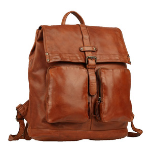 Full Grain Leather Rucksack for Men Women Casual <b>Backpack</b> with Multiple Pockets Adjustable <b>Straps</b> for Business Travel - Product Image 5