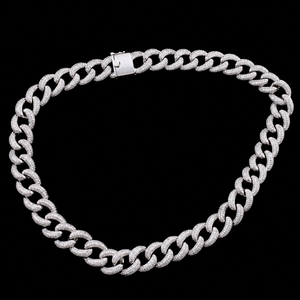 Meilleure collection de chaînes cubaines entièrement serties de diamants Moissanite, style hip-hop, en or blanc personnalisé pour homme, magnifique collection de marque - Product Image 2