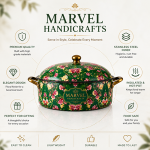 หม้อสแตนเลสเก็บความร้อน Marvel Handicrafts สำหรับใส่อาหารในช่วงเทศกาลอีดและรอมฎอน พร้อมฝาปิดตกแต่งสวยงาม - Product Image 5
