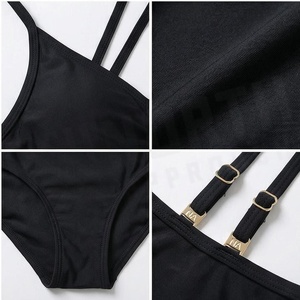 North Approach Women's Black One-Piece Swimsuit Deep V Neck Ruched Zipper Front High Waist <b>Tummy</b> <b>Control</b> Shapewear - Product Image 4